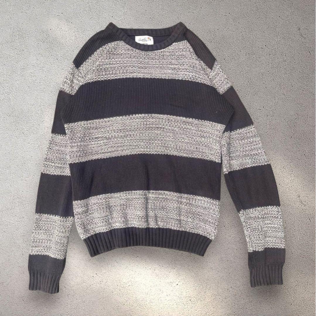 グレー　ブラック　ボーダー　ニットvintage ボーダー — image 2