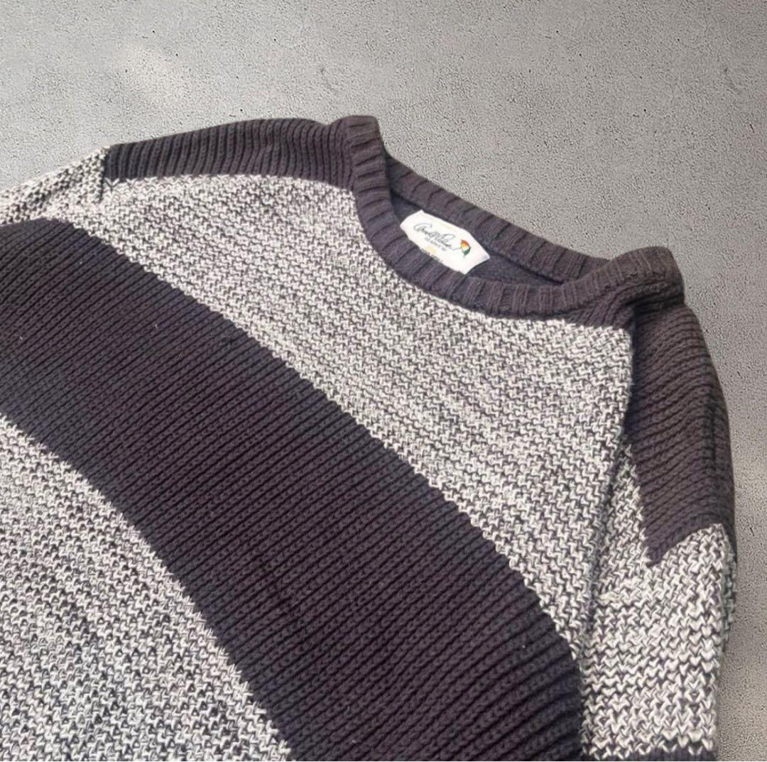 グレー　ブラック　ボーダー　ニットvintage ボーダー — image 3