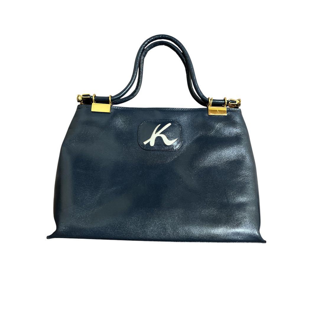 Kitamuraキタムラ　レザーハンドバッグ ポーチ付き　ネイビー — image 5