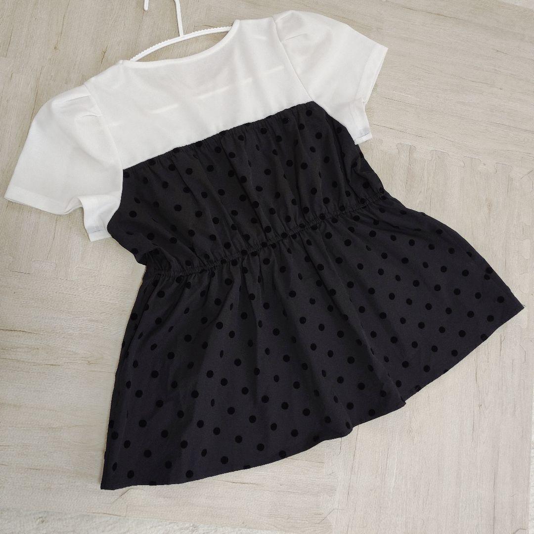 【アベイル】ドット柄切り替えトップス L　ビスチェ黒×白【即完売】 — image 2