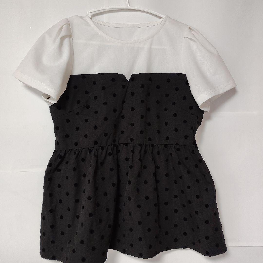 【アベイル】ドット柄切り替えトップス L　ビスチェ黒×白【即完売】 — image 3