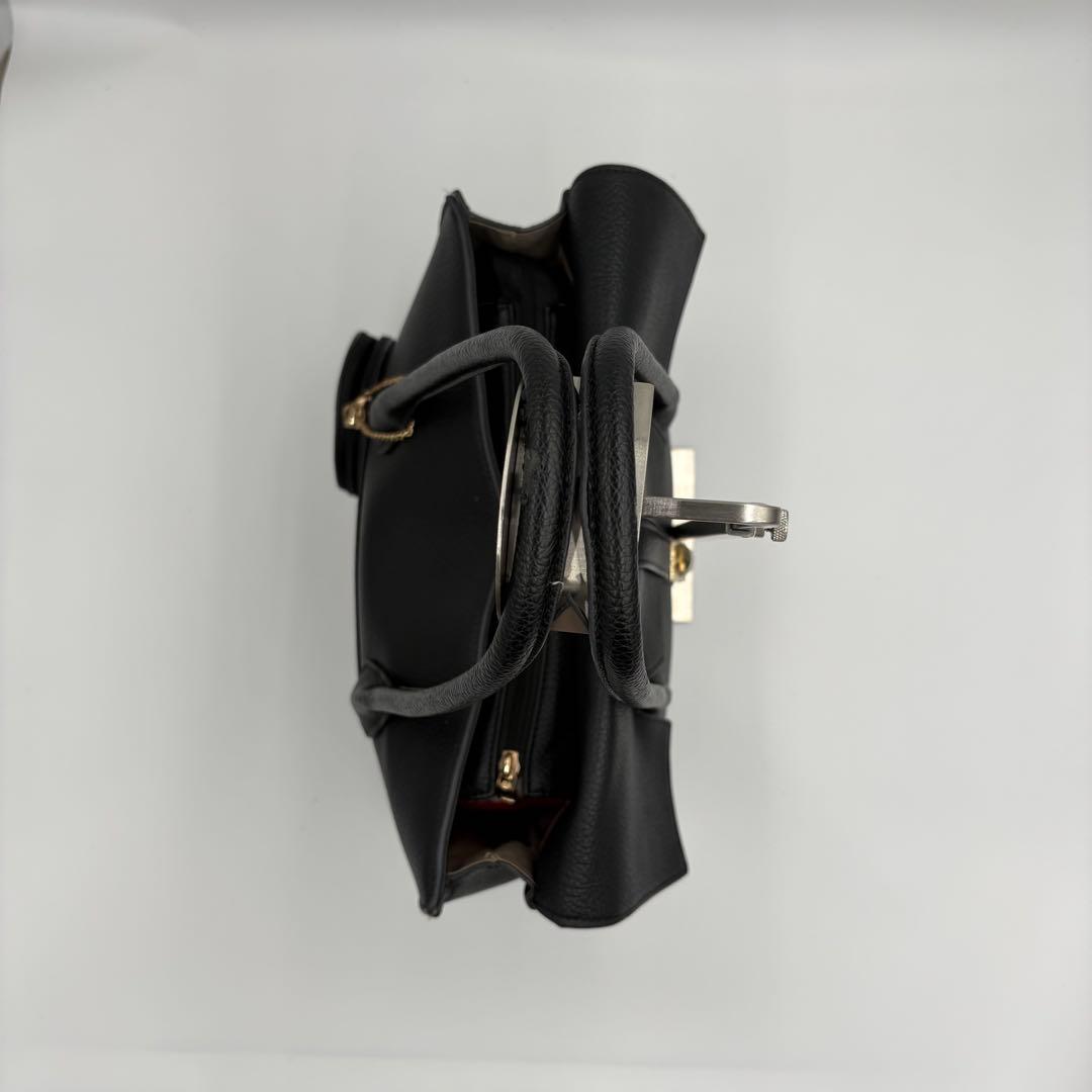 GUSCIO グッシオ ゴールドラベル　エレガンストートバッグ　レザー　黒 — image 5