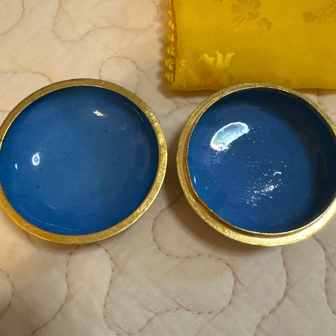 香合　七宝焼　エナメル　茶道具　小物入れ ツバメ　燕　縁起物　ヴィンテージ　金色 — image 4