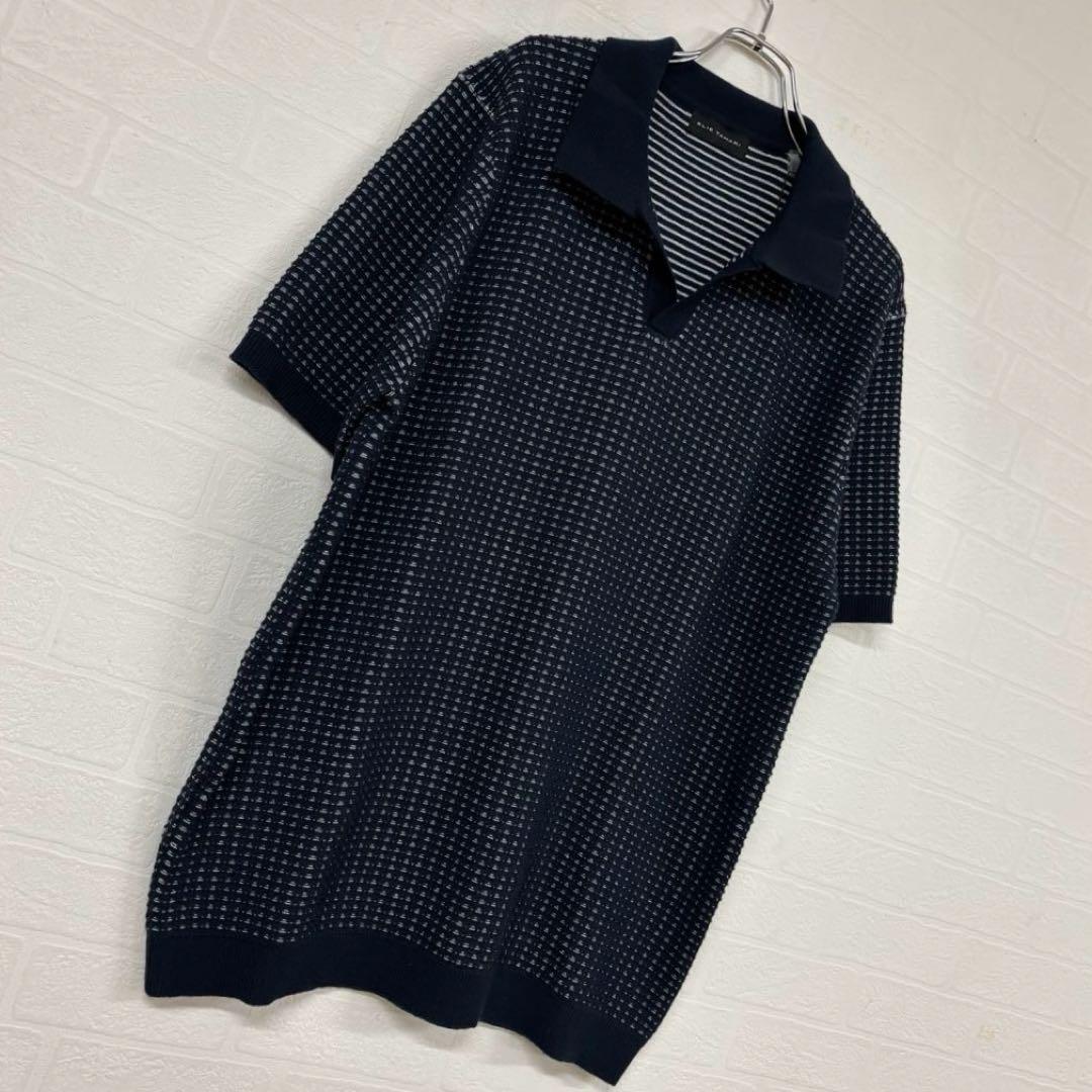 771 ELIE TAHARI ポロニット ネイビー系 M — image 2