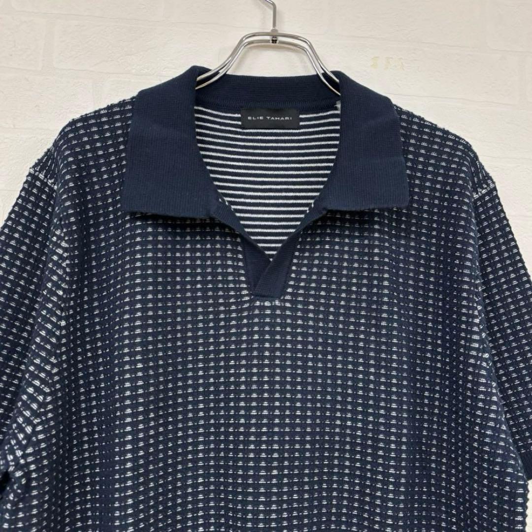 771 ELIE TAHARI ポロニット ネイビー系 M — image 3