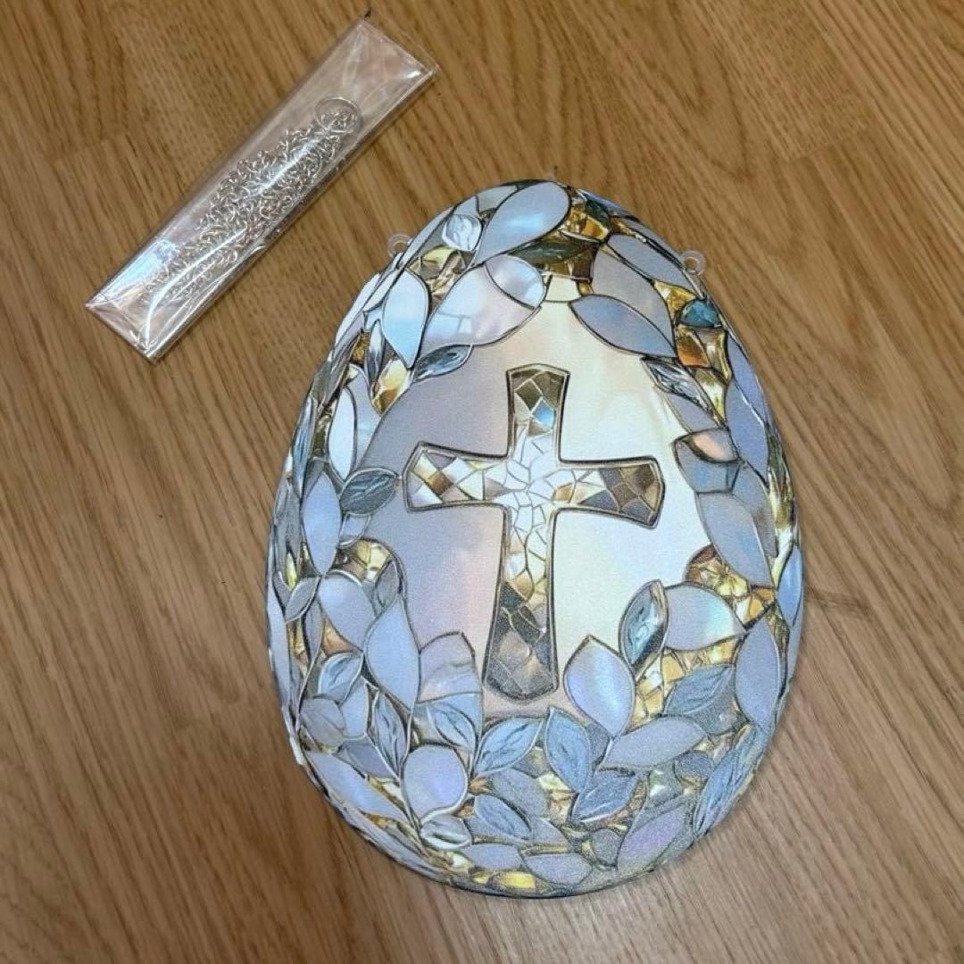 美しいイースターエッグと十字架 ステンドグラス風 サンキャッチャー 壁掛け — image 3
