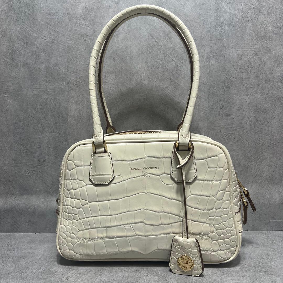 【美品】TOPKAPI イタリアンレザー クロコ型押し ミニボストンバック 本革 — image 2
