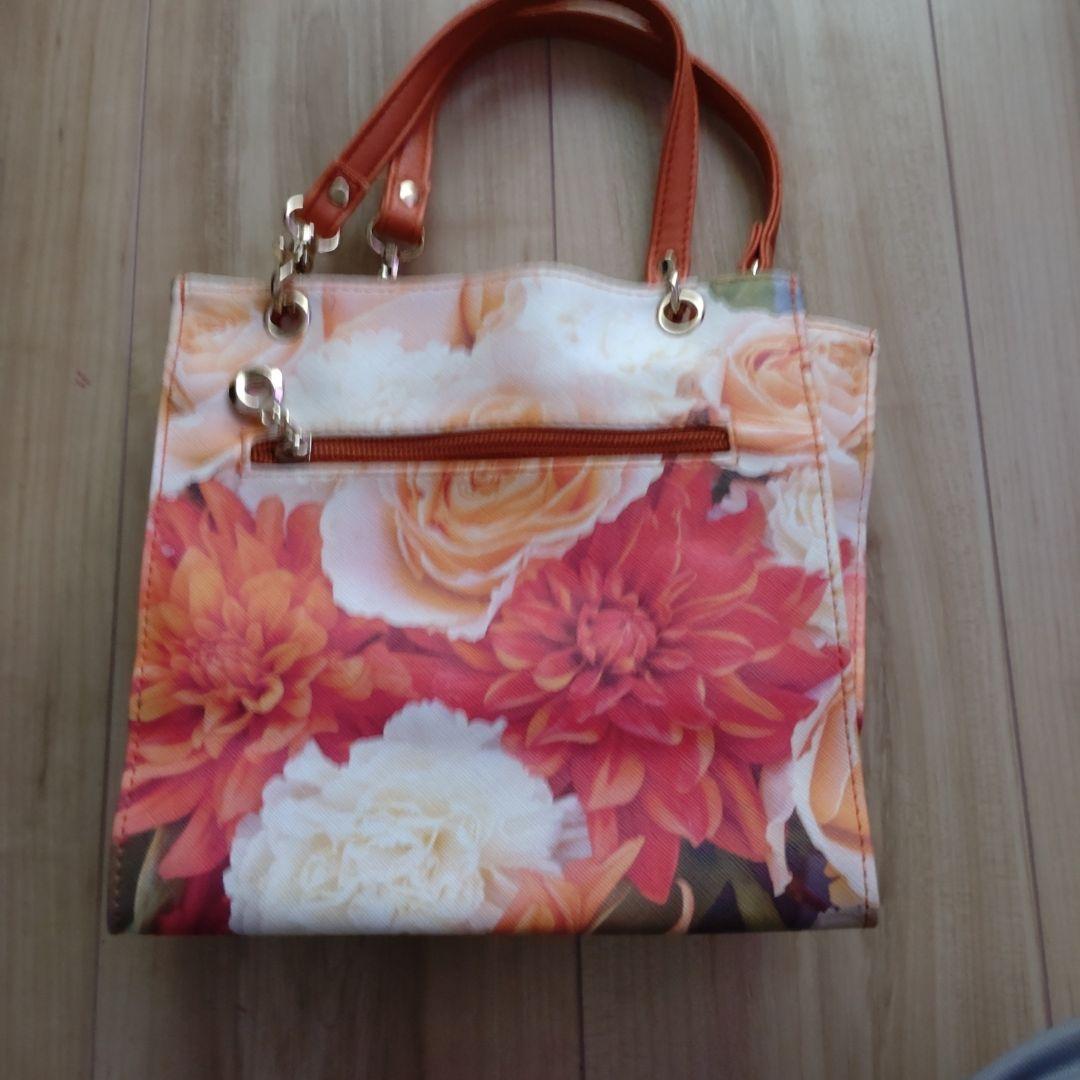 訳アリAMICA MODA ハンドバッグ 花柄 オレンジ — image 4