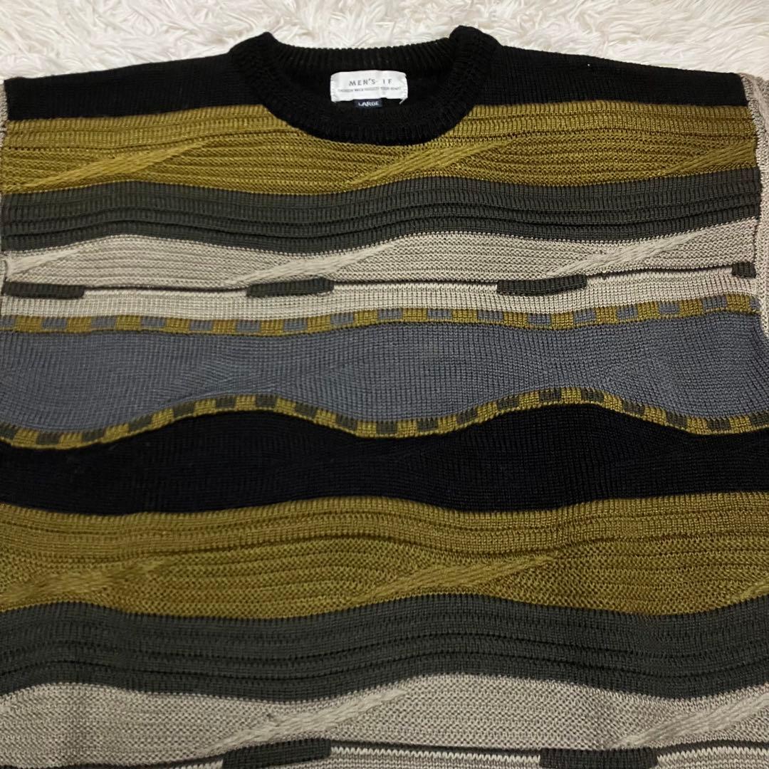 《年代物状態良色90s？》モザイクデザインニットセーターmen's if — image 2