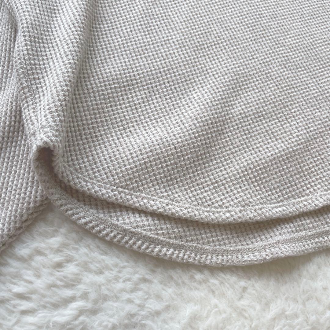 【UNIQLO】ワッフル クルーネック 長袖Tシャツ ベージュL — image 5