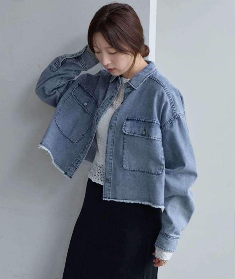 新品未使用SHENERYデニムオーバーショートシャツ （blue） — image 5