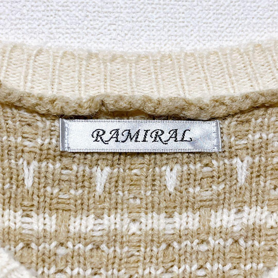 １点もの✨️RAMIRAL 【38】ベージュ チェック柄 ニットカーディガン — image 3