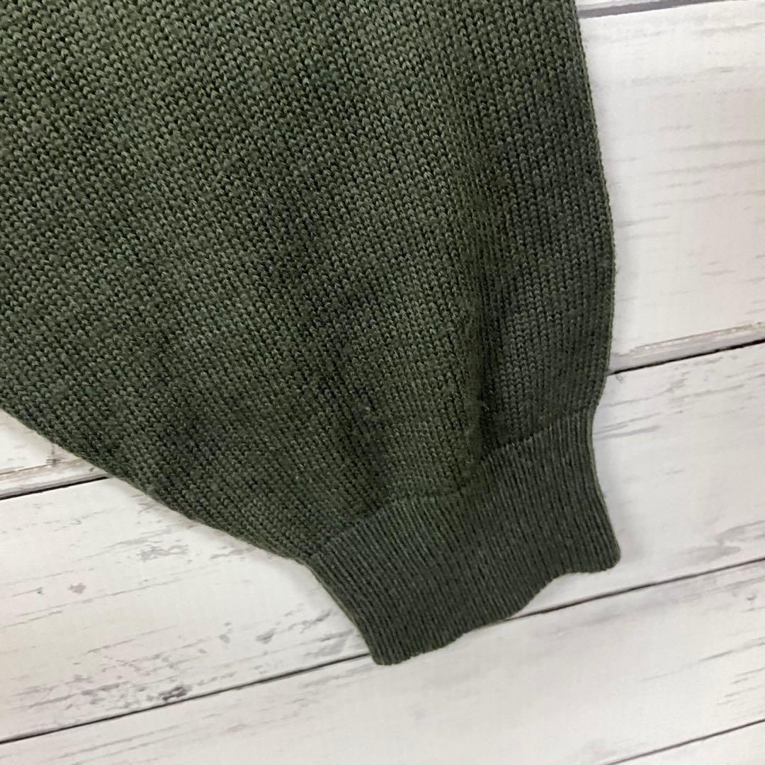 Crocodile Vネック セーターM グリーン 毛混 秋冬 メンズ — image 5