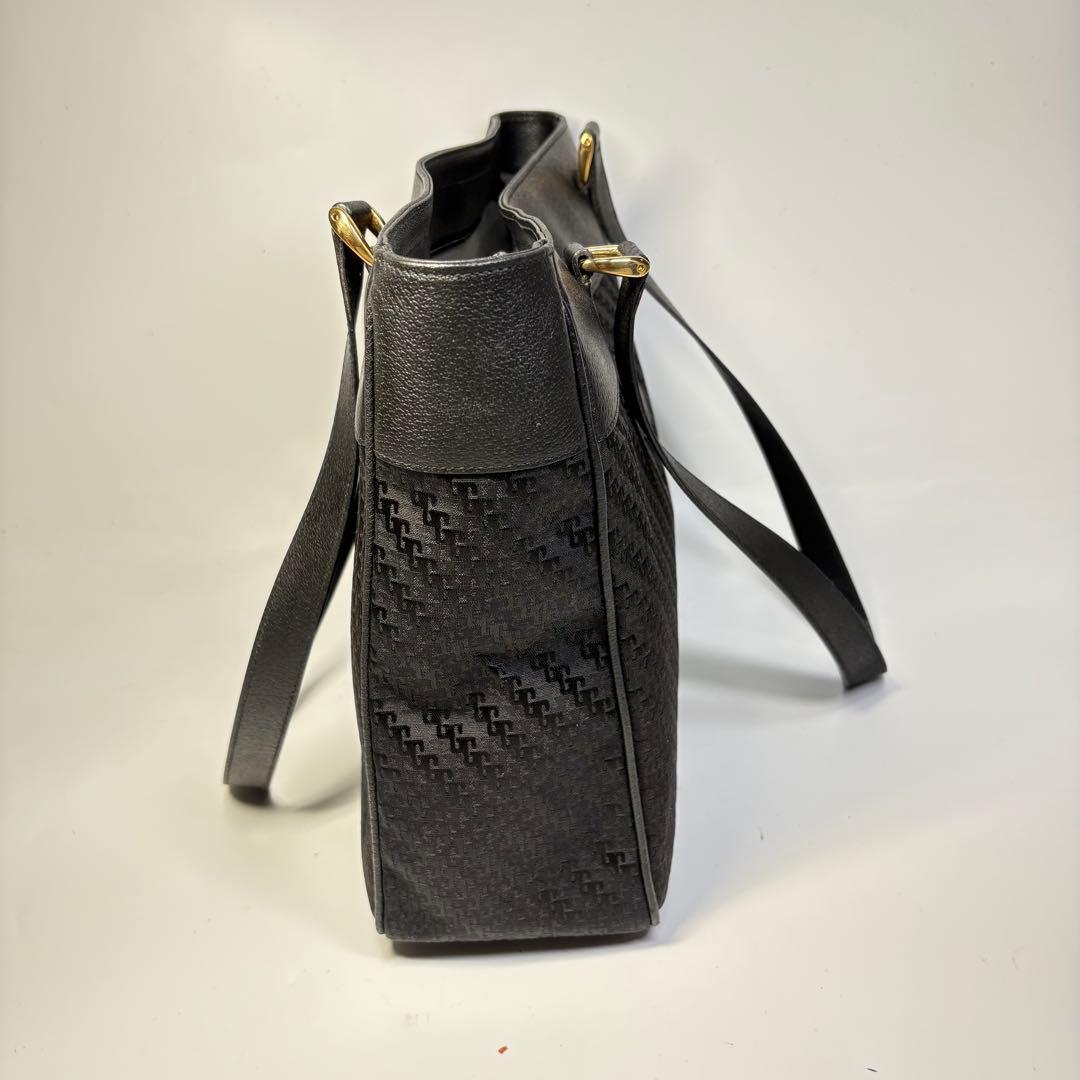 【超美品】GUCCI グッチキャンバス レザー 本革トート バッグ　肩掛け　黒 — image 4