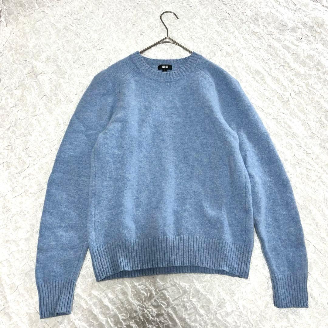 【ユニクロ】（M）プレミアムラムウールニット ライトブルー メンズ 秋冬 — image 2