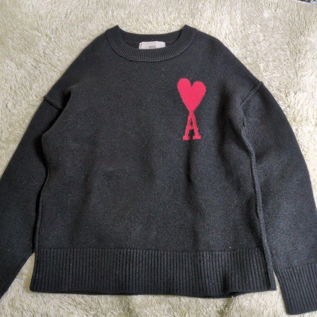 ami ニット セーター ハート刺繍 ウール ブラック XLサイズ — image 2