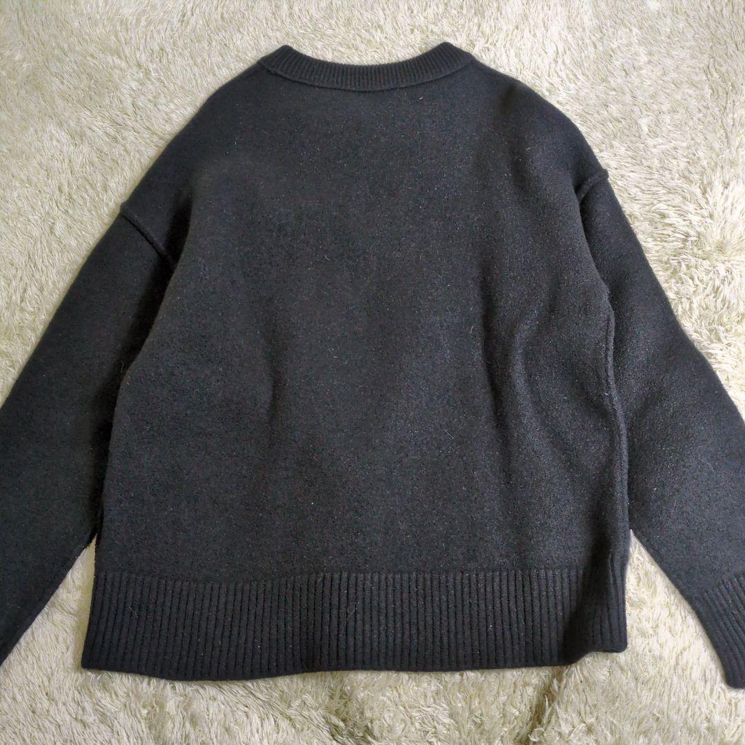ami ニット セーター ハート刺繍 ウール ブラック XLサイズ — image 3