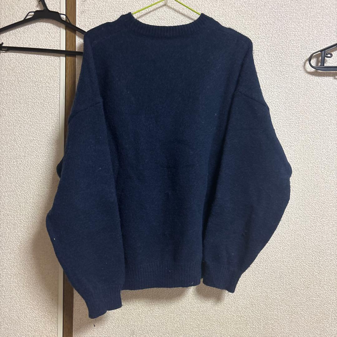 【値下げ可】スター柄 クルーネック ニット ネイビー　y2k — image 2