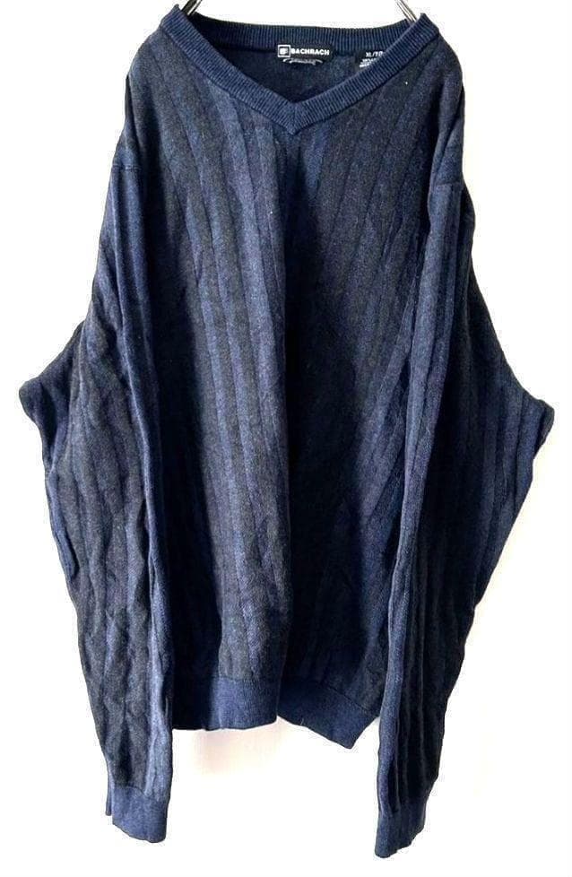 BACHRACH ニット XL 古着 紺色 セーター ネイビー コットン — image 2