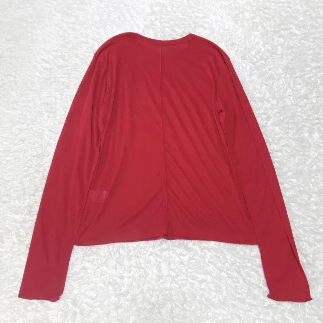 新品 M ソフトシアー　クルーネック　長袖Tシャツ　ロンT　赤　レッド ジーユー — image 5