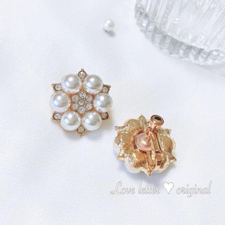 No.236A パールビジューフラワーイヤリング ゴールド 韓国 花 上品 — image 4