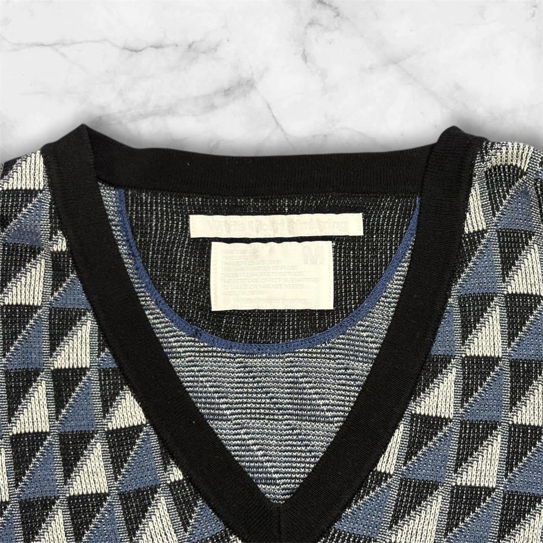 【美品】White Mountaineering 幾何学ジャガードVネックニット — image 4