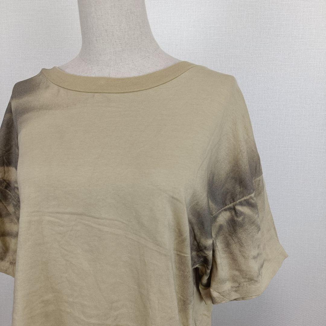 【a2166】EMODA エモダ 半袖 オーバー ルーズ Tシャツ F ベージュ — image 2