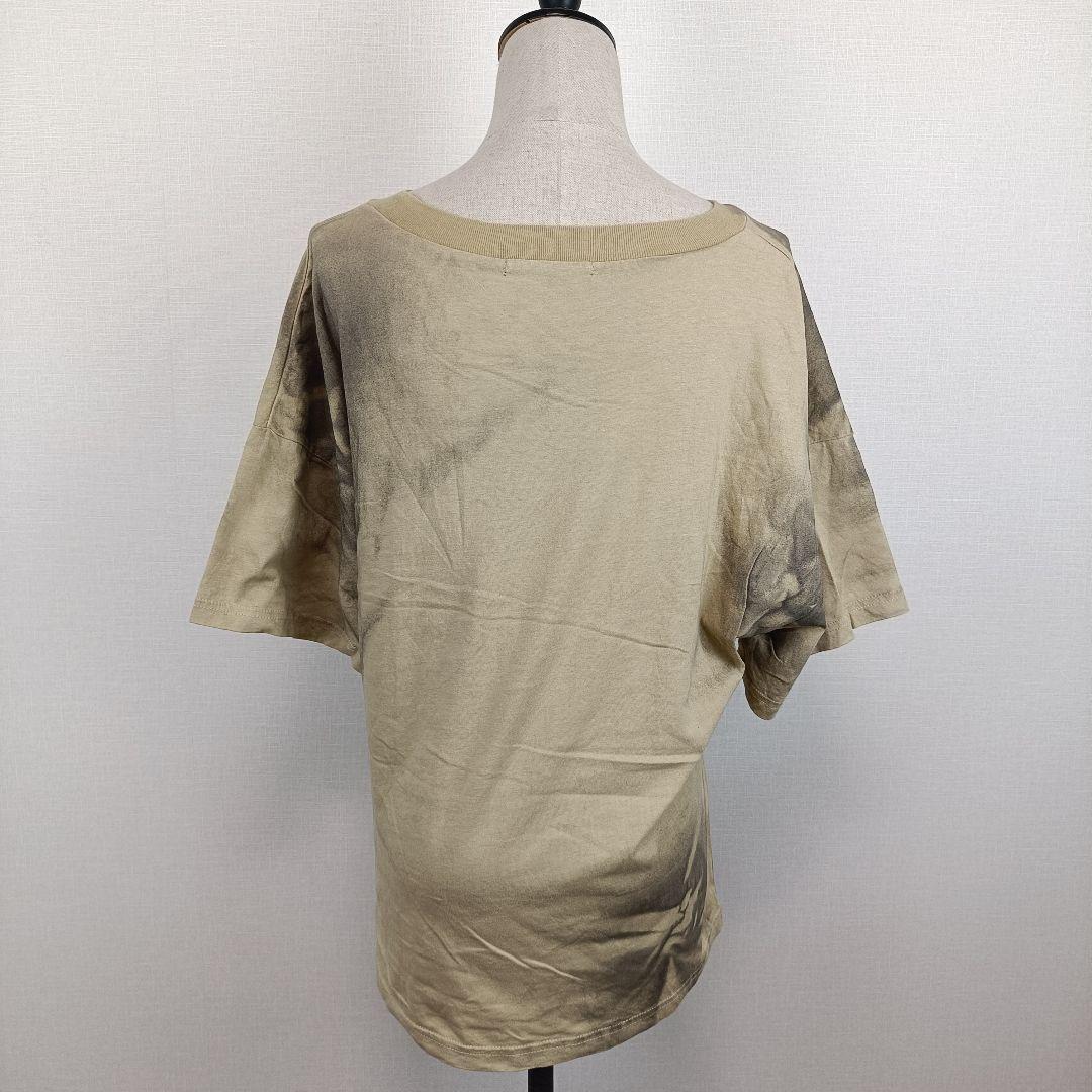 【a2166】EMODA エモダ 半袖 オーバー ルーズ Tシャツ F ベージュ — image 4