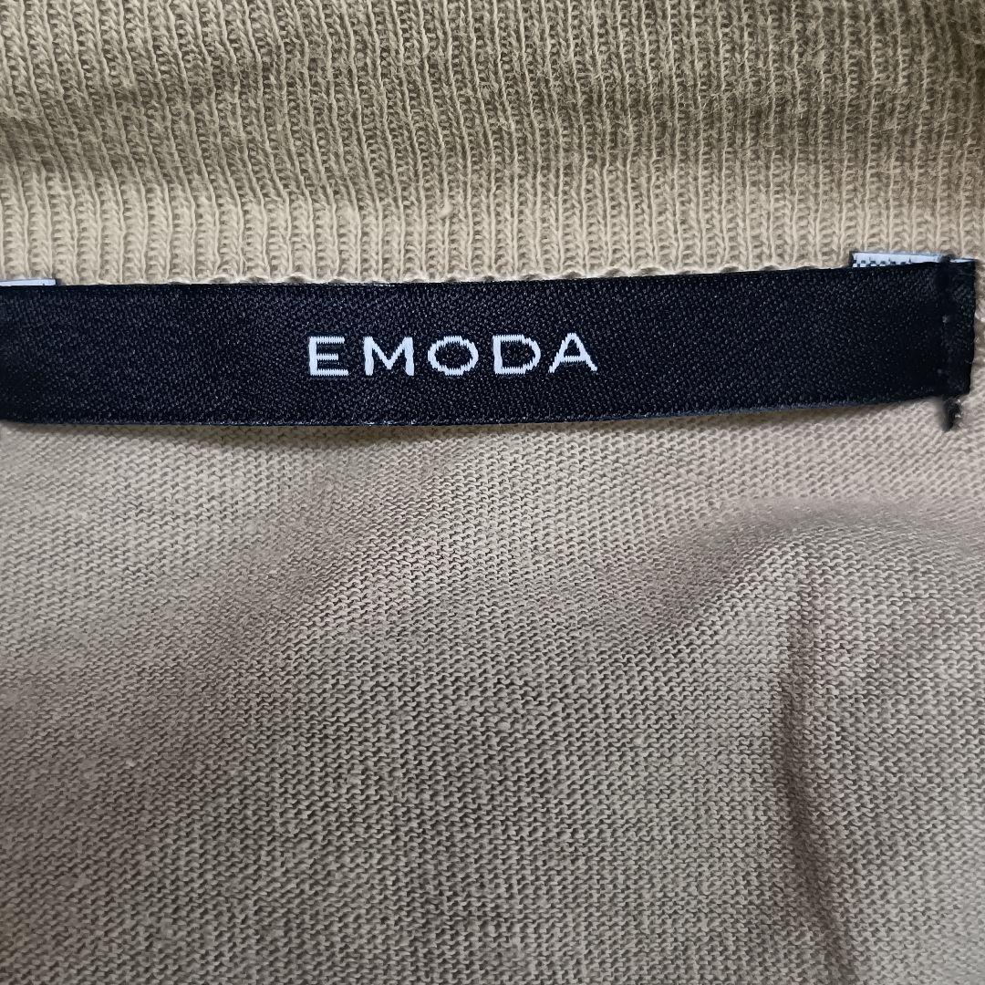 【a2166】EMODA エモダ 半袖 オーバー ルーズ Tシャツ F ベージュ — image 5