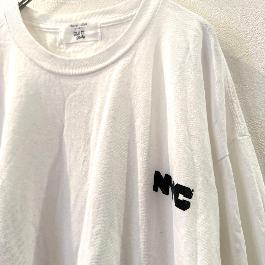 ショコラフィネローブ NYC 袖ロゴ ロングTシャツ 白 Lサイズ — image 4
