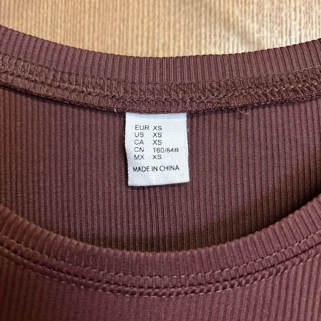 半袖カットソーワンピース【XS】ブラウン シンプル カジュアル 小さいサイズ — image 3