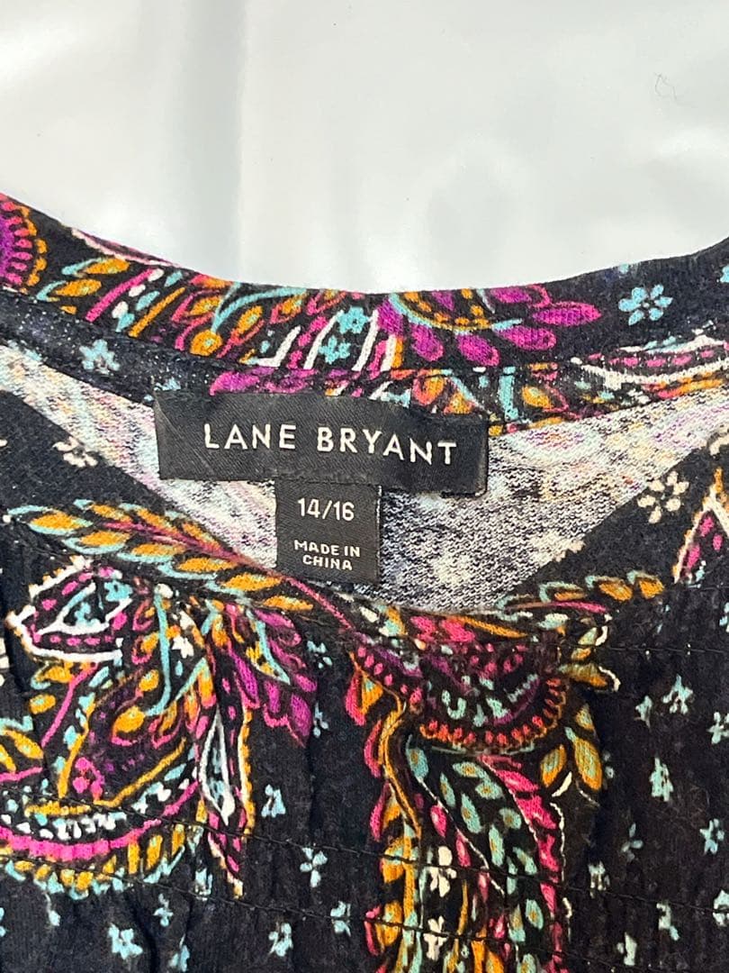 LANE BRYANT ペイズリー柄 長袖チュニック カットソー ブラック — image 4