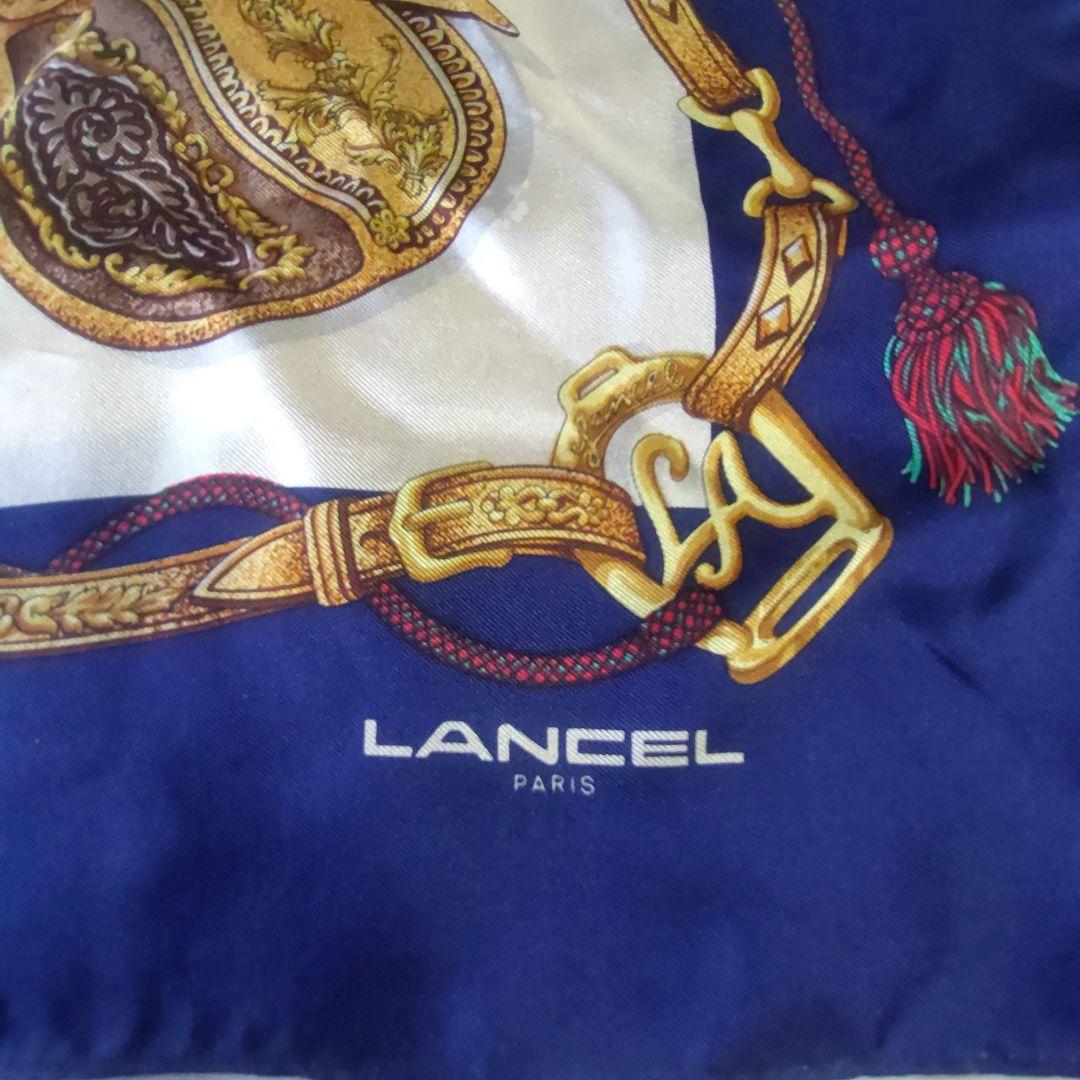 LANCEL PARIS スカーフ 馬具柄 ブルー(60cmx60cm) — image 2