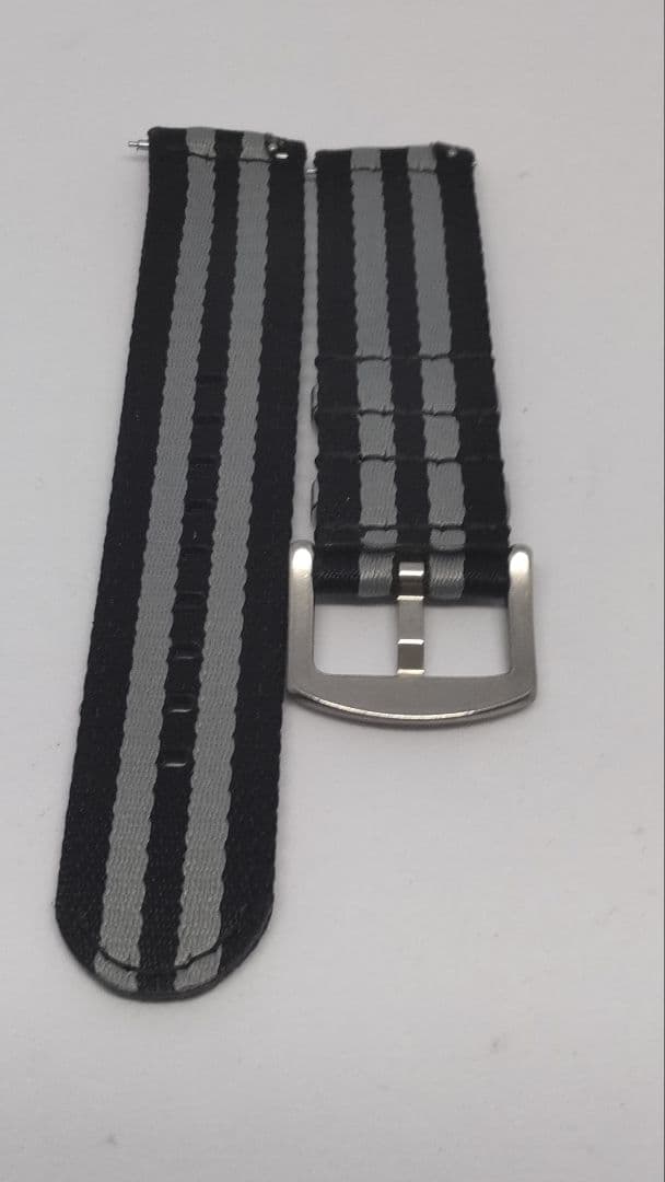 ナイロン製ストライプ時計バンドブラックGLAY22mm — image 2