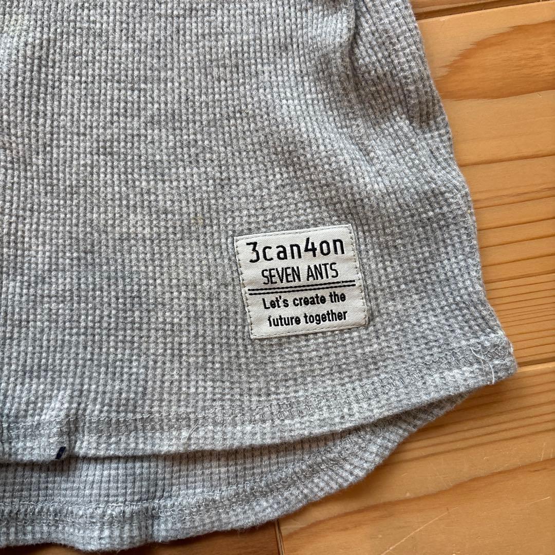 3can4on SEVEN ANTS ワッフルTシャツ グレー 100 — image 3