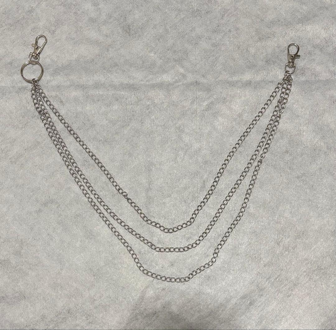 リング付き✨3連 ウォレットチェーン シルバー 45cm 50cm 55cm — image 3