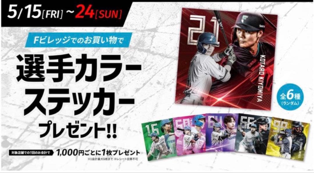 【非売品】 ファイターズ 選手カラー ステッカー 全6種 コンプリート — image 2