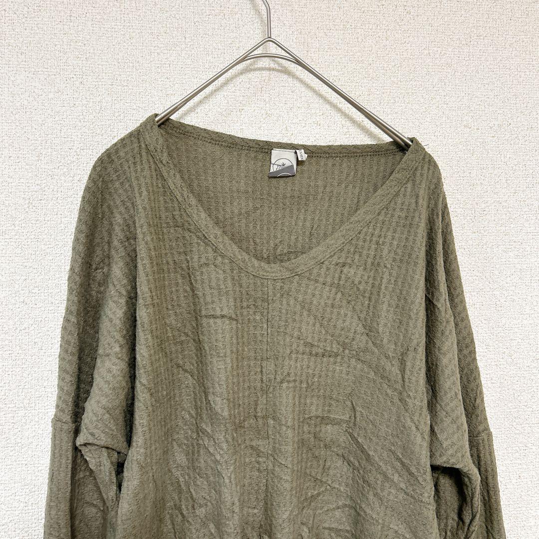 PAPER CRANE 【M】オリーブグリーン 長袖Tシャツ ワッフル — image 4