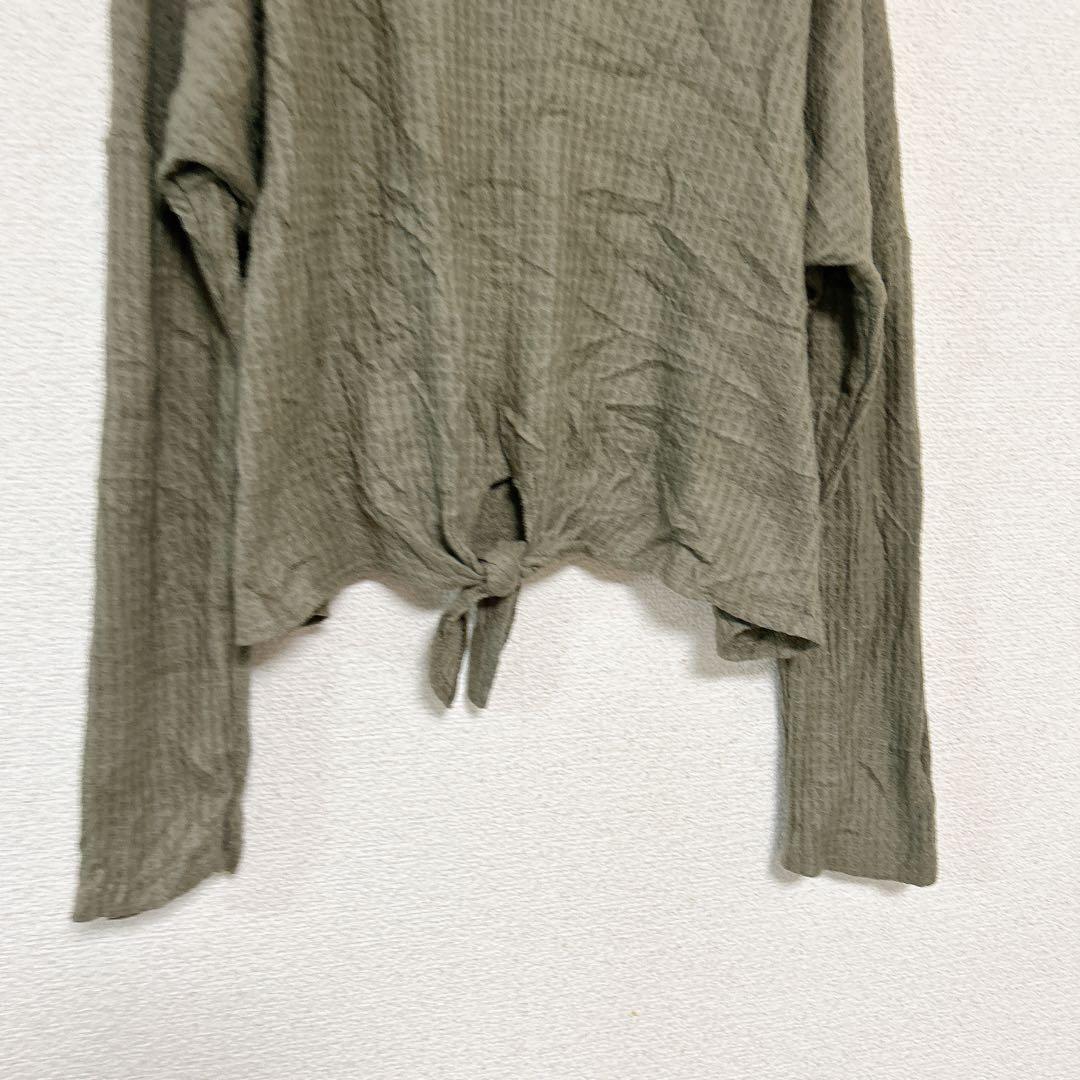 PAPER CRANE 【M】オリーブグリーン 長袖Tシャツ ワッフル — image 5