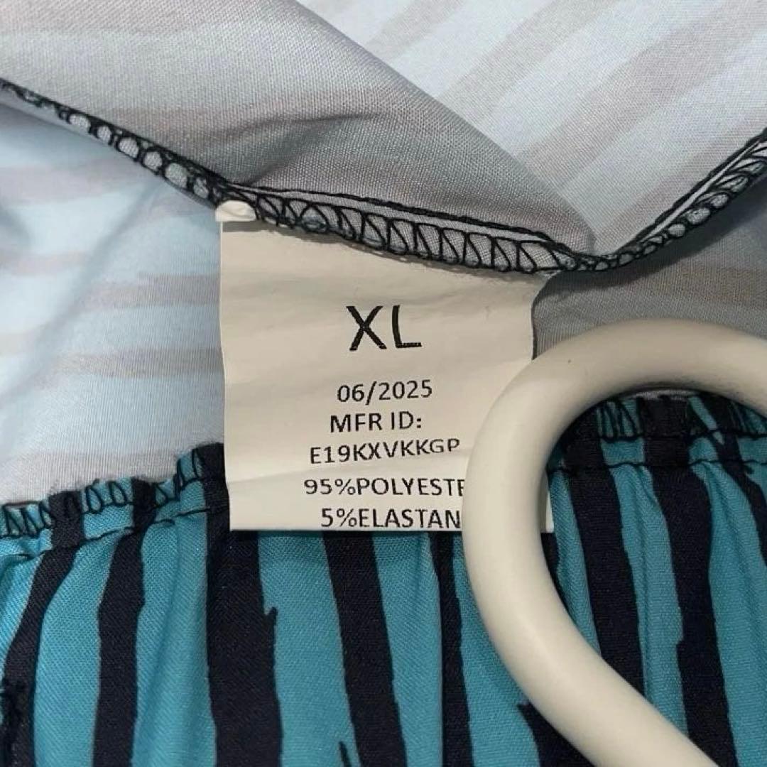青と黒のストライプ ワイドパンツ　XL — image 5