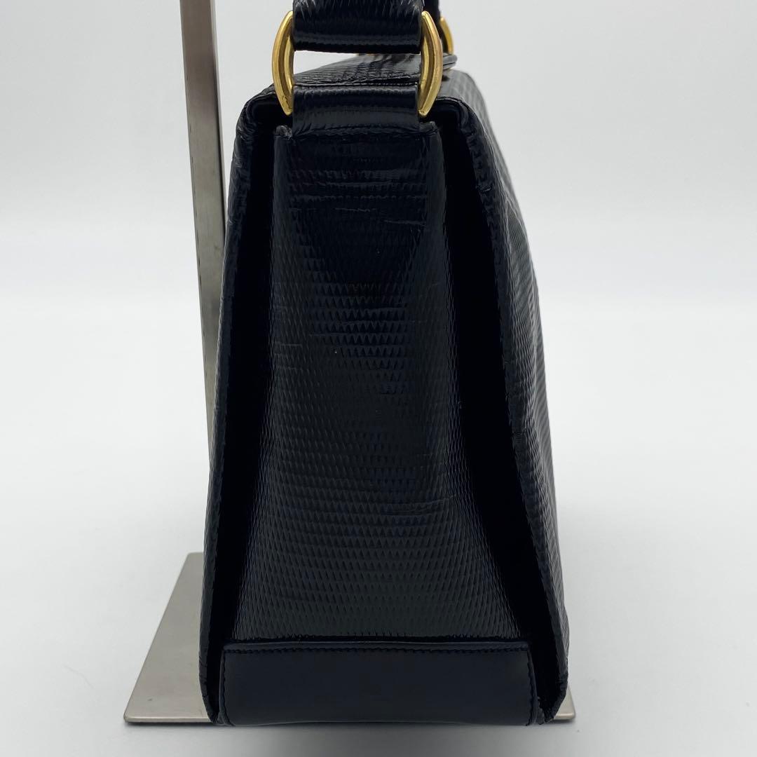 GUCCI ハンドバッグ　GG金具　ターンロック　リザード　黒　レザー　冠婚葬祭 — image 5