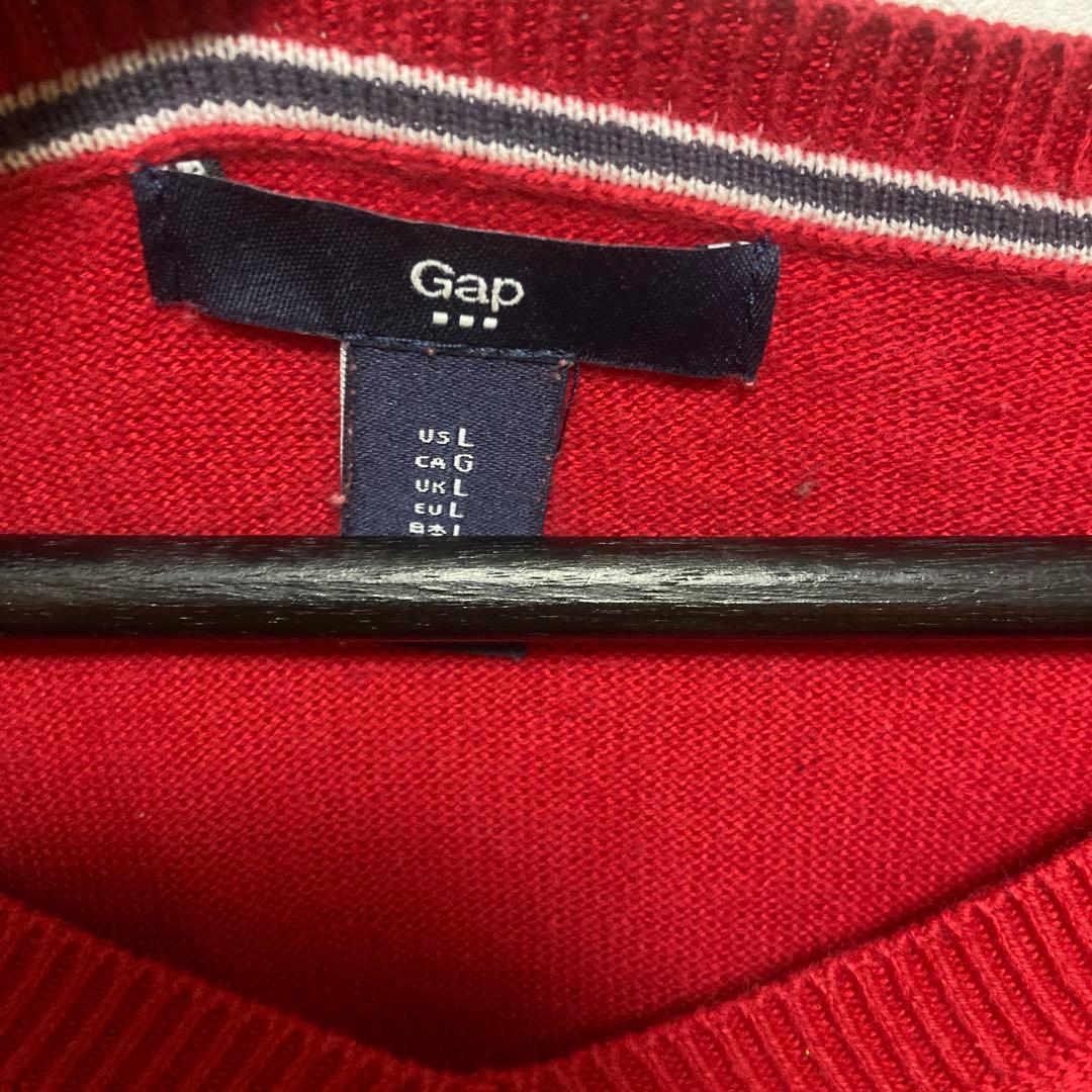 Gap ギャップ　レッド Vネック コットン　ニット　サイズL — image 3