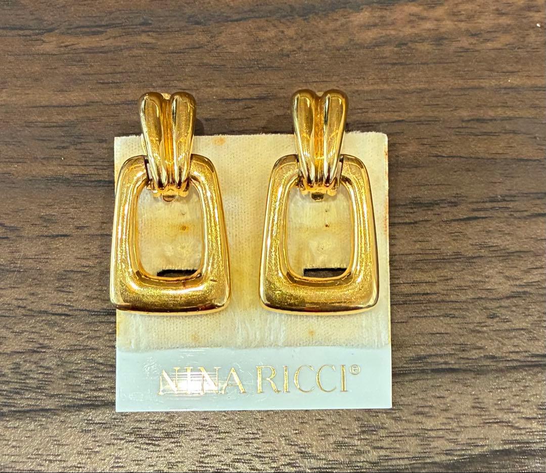 NINA RICCI ゴールド スクエア型 イヤリング — image 2