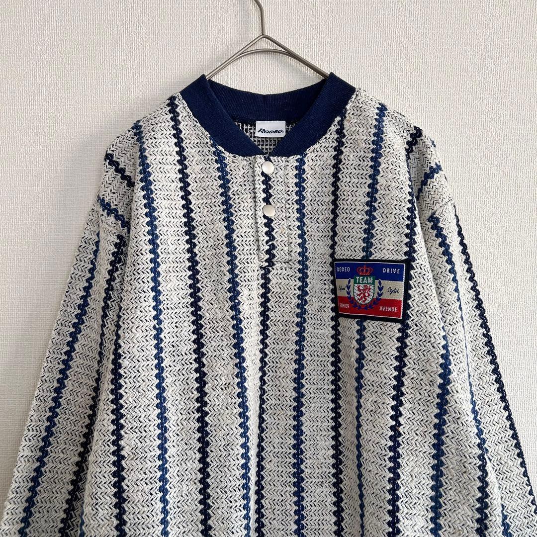 RODEO ニット メンズ レディース M 紺 レトロ ワッペン ゆるだぼ — image 2
