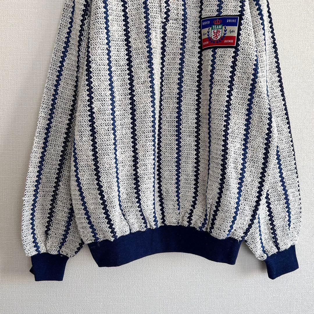 RODEO ニット メンズ レディース M 紺 レトロ ワッペン ゆるだぼ — image 3