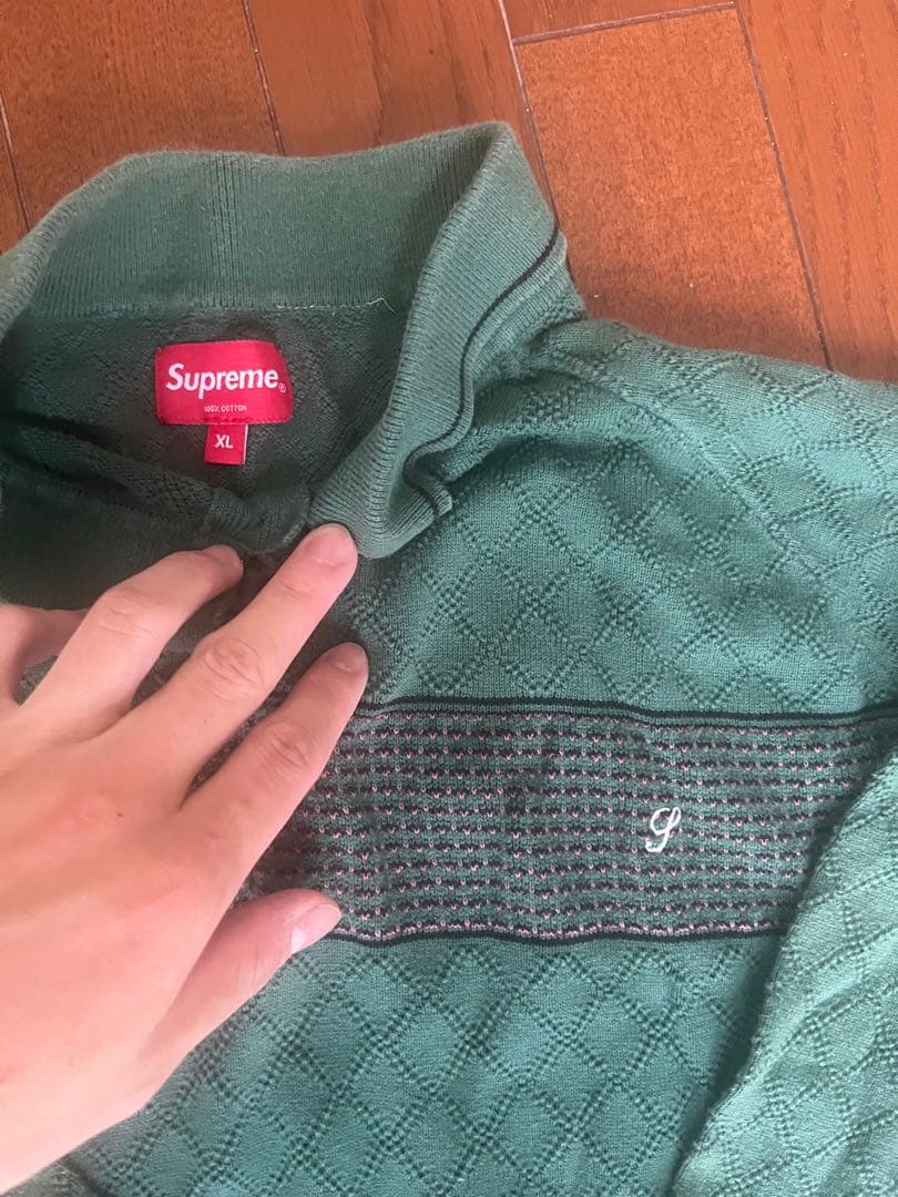 supreme knit stripe l/s polo 21fw — image 2