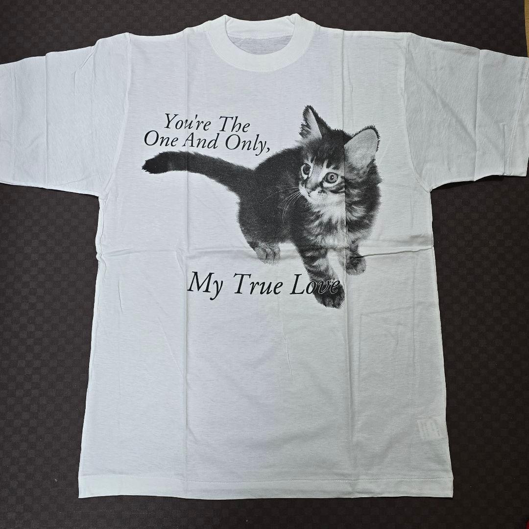 【新品未使用】猫 プリント 半袖Tシャツ 2枚セット 白 グレー フリーサイズ — image 4
