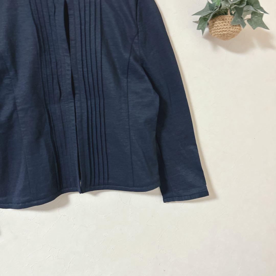 UNITED ARROWS ピンタック ノーカラージャケット ネイビー 40 — image 4