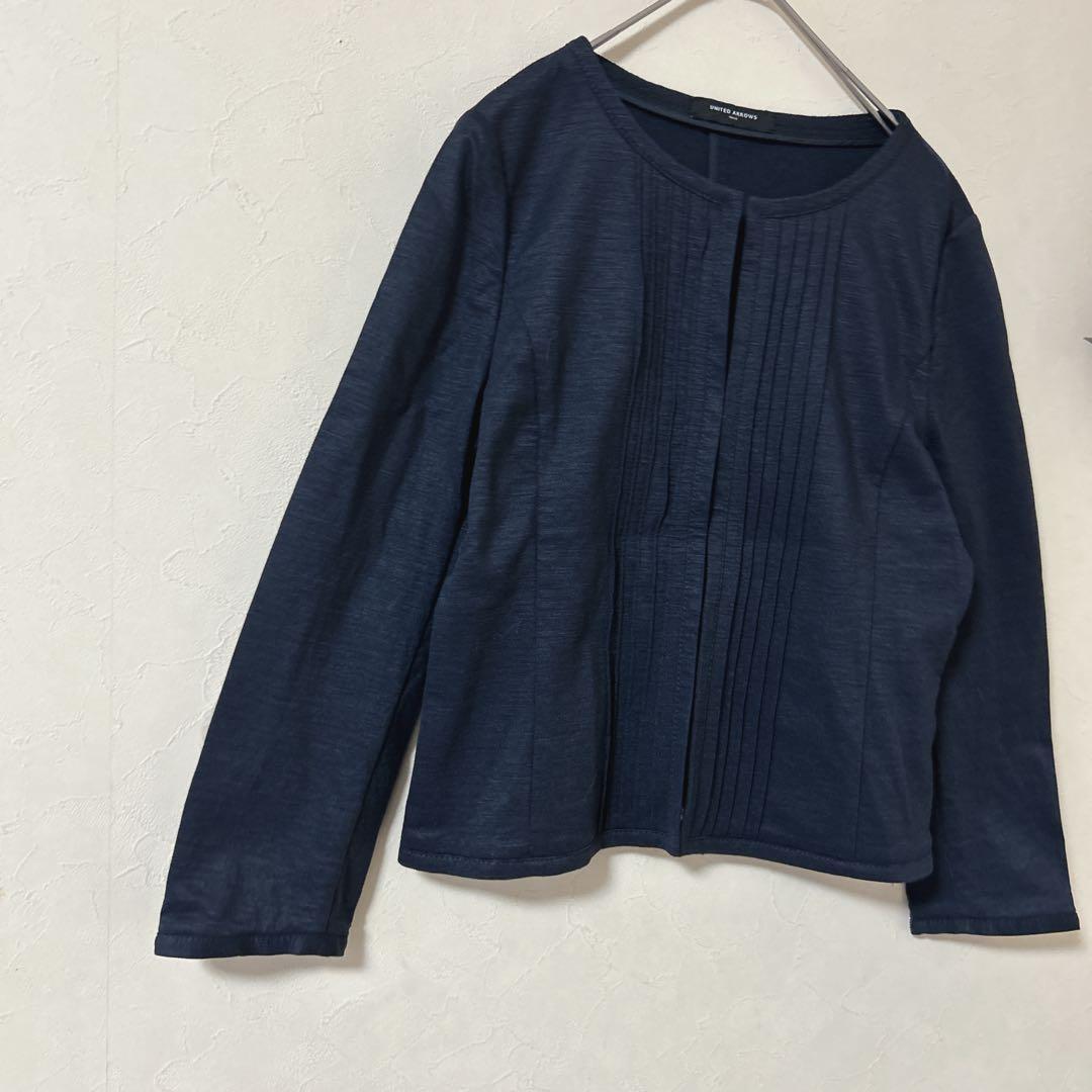 UNITED ARROWS ピンタック ノーカラージャケット ネイビー 40 — image 5