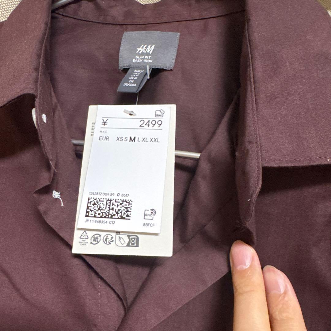 H&M スリムフィット 長袖シャツ ワインレッド 4 — image 3